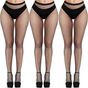 5556 3 pcs black fishnet stockings , fishnet tights plus size one size fit